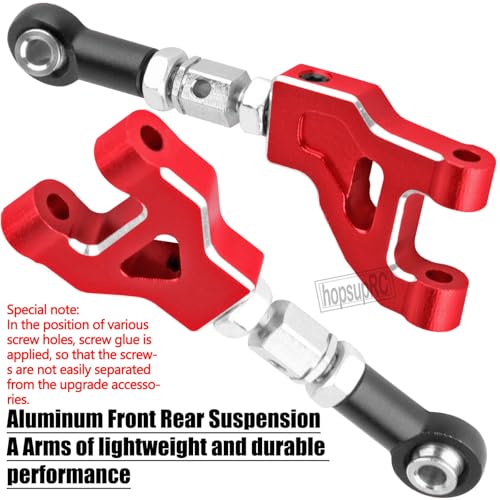 RC Suspension Arms Upgrades Parts for 1/16 Mojave Grom 223S DSC 4X4 RTR,1/16 Mojave Grom 4X4 RTR,Aluminum Front Rear Suspension A Arms Set Hops Up,Replace ARA330839+ARA330840,Red - color: Red(suspension Arms)
