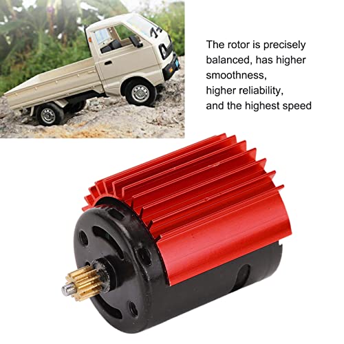 RC Car Motor, 52000 RPM High Speed Aluminum 370 Mini Motor and Heat Sink, Red RC Car Parts Compatible with Remote Control Cars D12