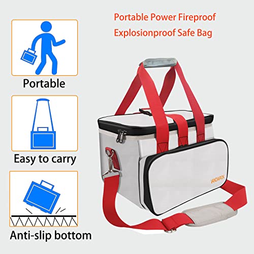 11.8"x7.9"x7.9" Portable Power Fireproof Safe Bag for mobile Power 100W-600W Outdoor Power Storage Transport and Charging, Home Office Travel Fireproof Safe Storage Pouch with handle Shoulder Strap - size: 300*200*200mm