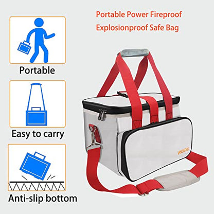 11.8"x7.9"x7.9" Portable Power Fireproof Safe Bag for mobile Power 100W-600W Outdoor Power Storage Transport and Charging, Home Office Travel Fireproof Safe Storage Pouch with handle Shoulder Strap - size: 300*200*200mm