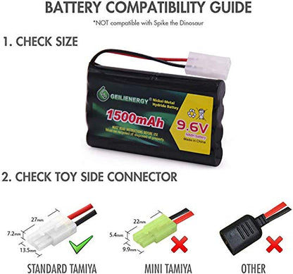 9.6V 1500mAh Rechargeable NiMH RC Battery with Tamiya Connector Compatible with RC Car RC Truck RC Airplane RC Boat Traxxas LOSI Associated HPI Kyosho Tamiya Quadcopter Drone Hobby (2 Pack) - color: 9.6V 1500 MAH Battery (2 PACK)