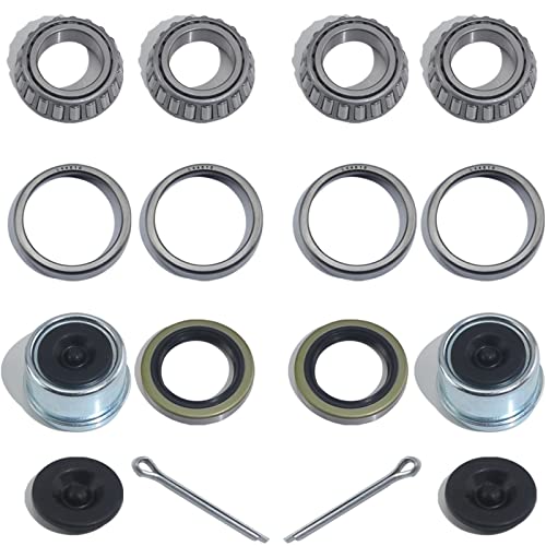 iBroPrat Trailer L44649 L44610 Bearing Kits for 1-1/16'' 2000-2200LB Axles | with 12192TB 1.25'' I.D Grease Seals, 1.98" Dust Covers and Rubber Plugs, Cotter Pins,Individually Packed