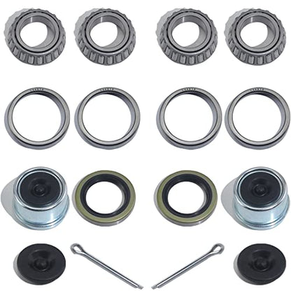 iBroPrat Trailer L44649 L44610 Bearing Kits for 1-1/16'' 2000-2200LB Axles | with 12192TB 1.25'' I.D Grease Seals, 1.98" Dust Covers and Rubber Plugs, Cotter Pins,Individually Packed