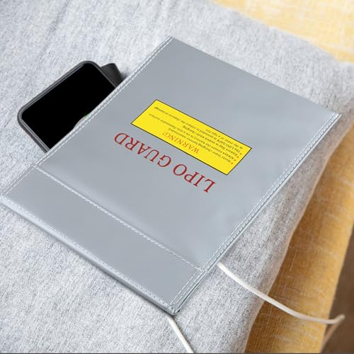 2pcs Lipo Battery Storage Bag - Fireproof and Explosion-Proof Lithium Battery Pouch - Fire-Resistant Pouch for Safe Charging Small Electronics Protection - color: Silver