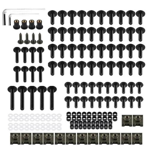 177PCS Motorcycle Fairing Bolt Kit, M5 M6 Stainless Steel Motorcycle Windscreen Screws Fasteners Fairing Bolts Nut Clips Kits, Universal Fairing Bolts Nut Clips Kit for Most Motorcycles