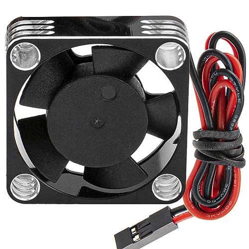 ShareGoo Alloy Brushless Motor ESC Cooling Fan Heatsink 28000RPM 30x30mm JST Plug for 1/8 1/10 1/12 RC Car 540 550 Brushless Motor,3010 (Black-Silver) - color: Black-Silver