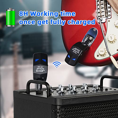 JOYO 2.4GHz Wireless Guitar System Rechargeable Transmitter and Receiver 4 Selectable Channels, 5ms Low Latency, 65ft Range, Up to 8 Hour Battery for Electric Guitar, Bass & Acoustic (JW-03) - style: 2.4GHz