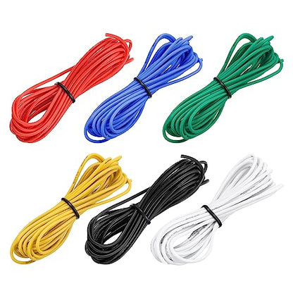 MECCANIXITY 20 Gauge Wire Silicone Wire 20AWG Electrical Wire Stranded Wire Tinned Copper Wire High Temp Hookup Wire 6 Color 3.0m/10ft for Car Model Electric Appliances 6pcs - size: 20AWG, 10ft
