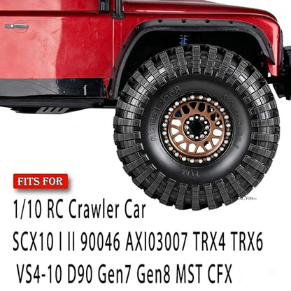 RC 2.2" Beadlock Wheels Tires Set（4PCS for 1/10 SCX10 I II 90046 AXI03007 TRX4 TRX6 VS4-10 D90 Gen7 Gen8 MST CFX RC Crawler Car,2.2 Beadlock Wheels and Tires,Aluminium Wheel Rims,Bronze - color: Bronze -(Rc Wheels Tires)