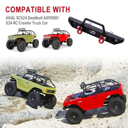 HobbyPark Metal Aluminum Front Bumper with D-Ring Tow Shackle, Replacement for Axial SCX24 1/24 RC Crawler Car