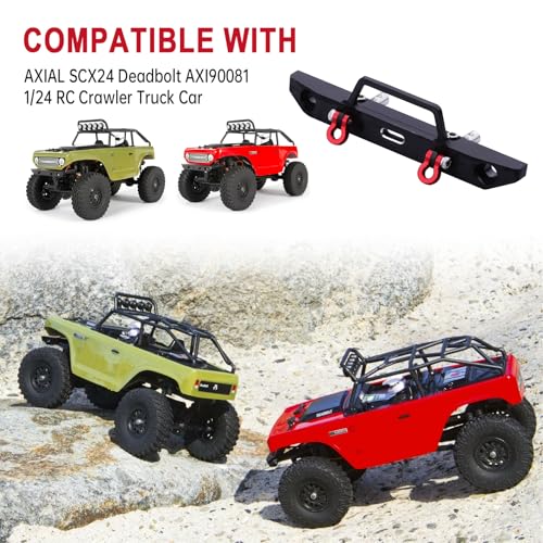 HobbyPark Metal Aluminum Front Bumper with D-Ring Tow Shackle, Replacement for Axial SCX24 1/24 RC Crawler Car