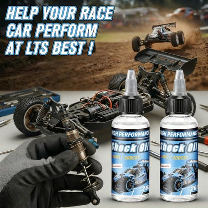 2 Bottles Racing Silicone Shock Oil 20WT 200CST | RC Car Shock Oil for Lubricating R/C Radio Controlled Cars and All Types of Vehicles, RC Shock Oil, Does Not Evaporate