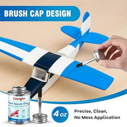 Foam RC Plane Repair Kit, Foam Glue and Hinge Tape Set, 4oz Adhesive with Brush Cap & 1" x 10 Yards RC Hinge Tape for Airplane Repair Assembly, Compatible with EPP EPO EPS Model Aircraft