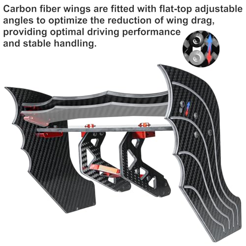 LRFHL 1/7 Carbon Fiber Tail Rear Wing for 1/7 ARRMA Limitless V2 F1, Red | Adjustable Tail Rear Wing RC Upgrade Part - color: Red Tail Wing