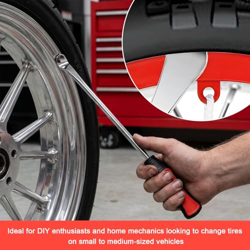 29PCS 19" Tire Spoons Kit, Motorbike Tire Remover Set with Tyre Spoon, Rim Protector, Valve Core, Cap & Valve Tool, Tyre Changer Lever Removal Tool for Motorcycle Dirt Bike (Red)