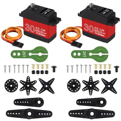 AITRIP 2 Pack High Torque Full Metal Gear 30KG Digital Servo Motor, Upgraded Waterproof Steering RC Servo for 1/8 1/10 Scale RC Car Crawler Control Angle 180° - color: 30kg