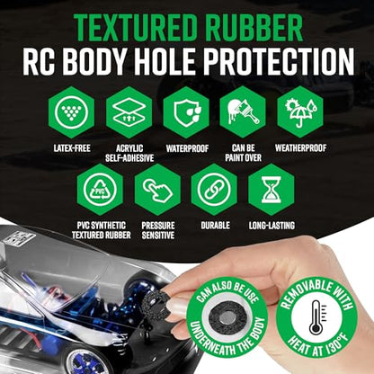 Dragon Grips RC Body Clip Hole Protectors, 8pcs, Black PVC Stickers | For 1/10 RC Crawler Body Shells, Stick-On Accessories, Prevent Clip Hole Damage & Cracking, Protect Custom-Painted Bodies - color: Black/8pc