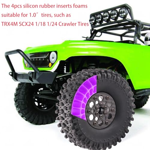 4PCS Silicone Rubber Inserts Foam for 58-64mm (2.4” OD) 1.0 Tires, RC Car Tire Inserts for TRX4M SCX24 1/18 1/24 Crawler Tires (Purple) - color: 1.0in Gjltnc-purple