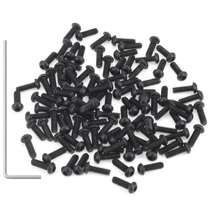 105 Pieces M2 x 6mm Button Head Socket Cap Screws, Thread Pitch 0.4mm, Sutemribor M2 Black Screws, 10.9 Grade Alloy Steel, Black Oxide Finish, Fully Threaded - size: M2 x 6mm, style: Button Head