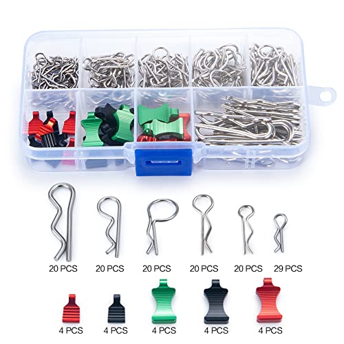 129pcs Body Clips with 20pcs Pull Tabs Set for Axial Scx24 Scx6 Scx10 TRX-4 TRX6 RC Crawler Car