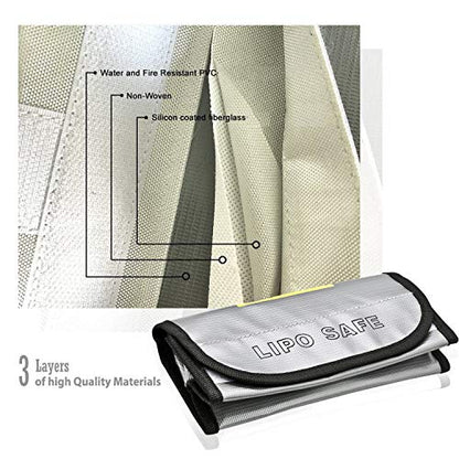 LiPo Fireproof Explosionproof Safety Bag |ExpertPower|for Lithium Battery & DJI Mavic & DJI Phantom 3 Battery|Guard Charging and Storage Safe Bag (7.3 x 3.0 x 2.5 Inches)