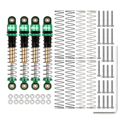 INJORA 43mm Aluminum Threaded Shocks Absorber Damper for 1/24 SCX24 (Green) - color: Green