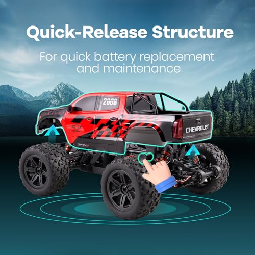 FCXㅤ FMS FMT10S 1/10 Chevrolet Colorado S Brushless RC Truck, 4WD Off-Road Crawler with Metal Chassis, Waterproof ESC, Hobby Grade Remote Control Car for Adults (Black and Red)