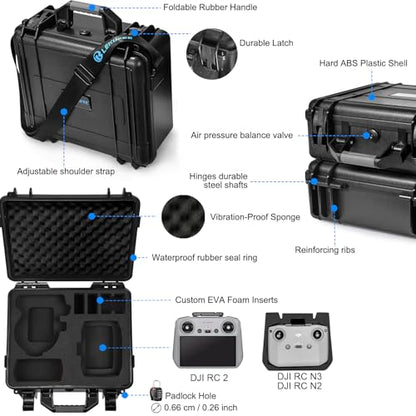 Lekufee Waterproof Hard Case for DJI Flip,Fly More Combo,DJI RC 2,RC N3/N2,Battery(9 pcs),Charging Hub and More Accessories(Case Only)