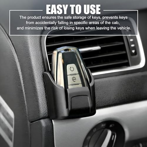Car Key Fob Holder Box, Adhesive Multifunctional Dashboard Organizer Mount, Easy Access Key Remote & Garage Card Storage Box, Universal for Most Cars (Black)