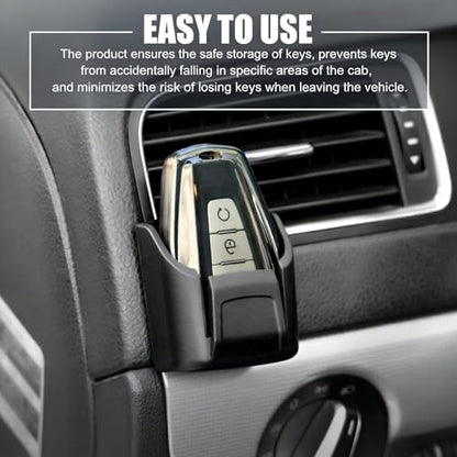 Car Key Fob Holder Box, Adhesive Multifunctional Dashboard Organizer Mount, Easy Access Key Remote & Garage Card Storage Box, Universal for Most Cars (Black)