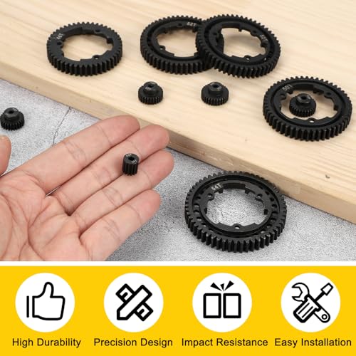 MECCANIXITY 48P Hardened Steel Pinion Gear, 14T 3.175mm Shaft Metal Motor Gear with Hex Key for RC Brushless Brush Motor Model Car Replace(Black) - size: 14T