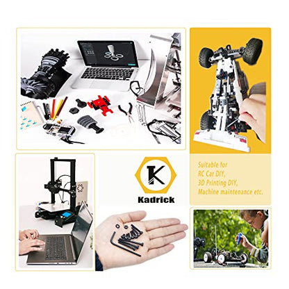 Kadrick 1250 Pcs M3 Screws and Nuts Assortment M3x4MM-35MM, Hex Socket Head Cap Metric M3 Machine Bolts Kit, 12.9 Grade Alloy Steel,Anti-Rust Up Graded,Black Zinc Plated,Free Allen Head Wrench - size: M3 1250Pcs