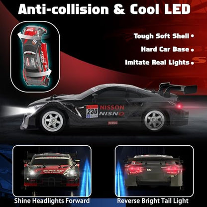 RC Drift Car 2.4GHz, 1/16 Remote Control Cars 4WD Fast Drifting Car Rechargeable RC Cars for Adults Kids Black Hobby Racing Vehicle with Lights Drifting Tire Toy for Boys - color: Black 230
