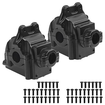 ShareGoo Metal Gearbox Housing Differential Cover & Differential Gear Set & Central Drive Shaft Compatible with WLtoys 144010 144001 144002 1/14 RC Car Upgrade Part (Black) - color: Black