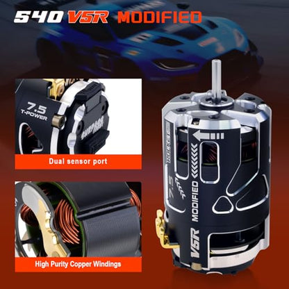 Surpass Hobby 540 V5R Sensored Brushless Motor 3.5T Competition Level RC Car Motor with Shaft 3.175 Use for 1:10 RC Car/Truck (Modified 3.5T) - style: MODIFIED 3.5T