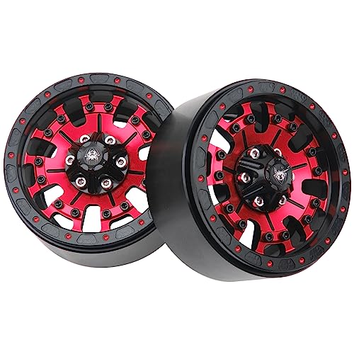 ShareGoo Metal 1.9inch Beadlock Wheel Rims 12mm Hex Hubs 10-Spoke Compatible with Traxxas TRX4 Axial SCX10 RC4WD D90 D110 Tamiya CC01 MST Redcat Gen8 1/10 RC Crawler Car (Red) - color: Red