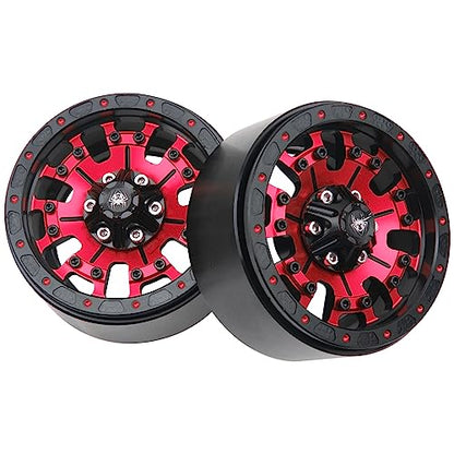 ShareGoo Metal 1.9inch Beadlock Wheel Rims 12mm Hex Hubs 10-Spoke Compatible with Traxxas TRX4 Axial SCX10 RC4WD D90 D110 Tamiya CC01 MST Redcat Gen8 1/10 RC Crawler Car (Red) - color: Red