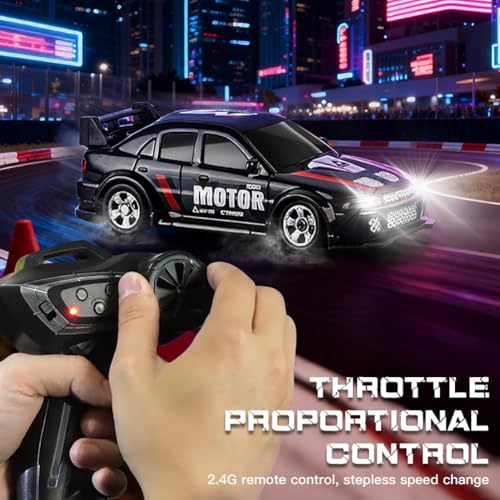 KF33 1:64 Scale Mini Drift RC Car with Full Proportional RTR 2.4GHZ Remote Control for Desktop Racing (Black) - color: Black1