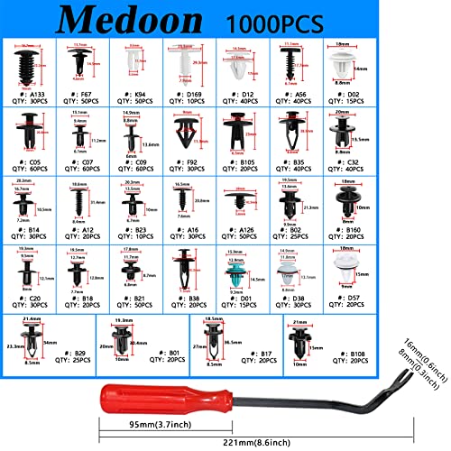 Car Retainer Clips 1101 PCS Car Door Panel Trim Clips Kit 32 Most Popular Sizes Cars Body Kits 1 Pcs Fastener Remover for Ford GM Toyota Honda Chrysler BMW Benz Nissan Subaru Audi Mazda - size: 1101PCS