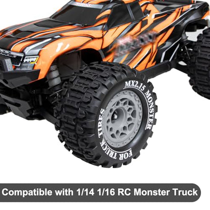 LRFHL 12mm Hex RC Wheel Tires 4PCS | for 1/16 Traxxas Mini Maxx 107154-1 Mini XRT VXL 108076-1 E-Revo Mini XRT MJX 16207 16210 HSP 94186 LOSI 1/18 Mini LMT - color: Black Tires+ Grey Hex Wheel-3