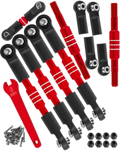 Aluminum Turnbuckles Camber Links Upgrades Part for 1/10 Slash/Stampede/Rustler/Bandit 4x4 4WD VXL,Alloy Turnbuckles Camber Links Hops Up,Red - color: Red - (Upgrades)