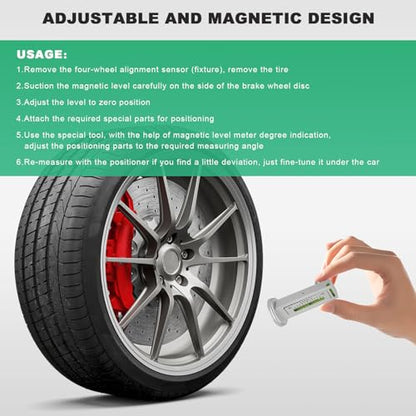 Sun Walker Adjustable Magnetic Gauge Tool, Auto Camber Castor Strut Alignment Tool with Magnetic Base, Wheel Alignment Gauge Tire Repair Tools for Car Truck RV, Car Accessories