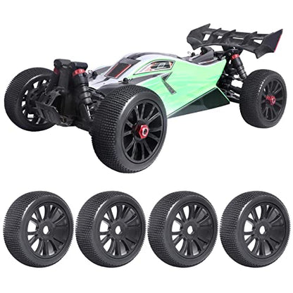 HobbyPark RC 1/8 Buggy Tires and Wheels 17mm Wheel Hex Hubs Foam Inserts for Arrma Typhon Redcat Team Losi VRX HPI HSP Hobao, Set of 4