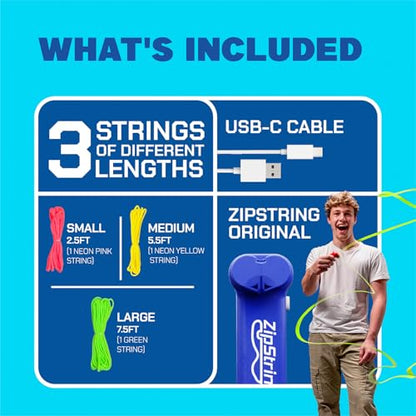 ZipString Original Rope Launcher Toy, Bold Blue | As Seen on Shark Tank, For Kids & Adults, Fly String Loop in Air, Endless Tricks & Fun - color: Bold Blue