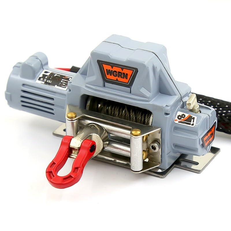 1 Set Full Metal RC Winch Compatible with 1/10 TRX4 SCX10 D90 90046, Gray | Remote recovery and towing for trail driving, rock crawling and scale off-road truck builds - color: Gray