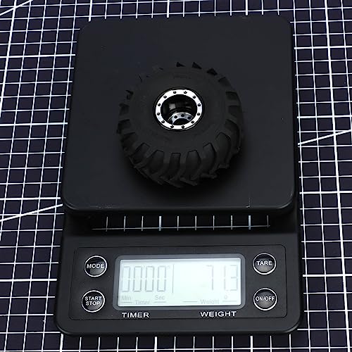 RCAWD Alloy TRX4M Monster Truck Wheel And Tires for 1/18 TRX4M Series Upgrades Part Black - color: Black