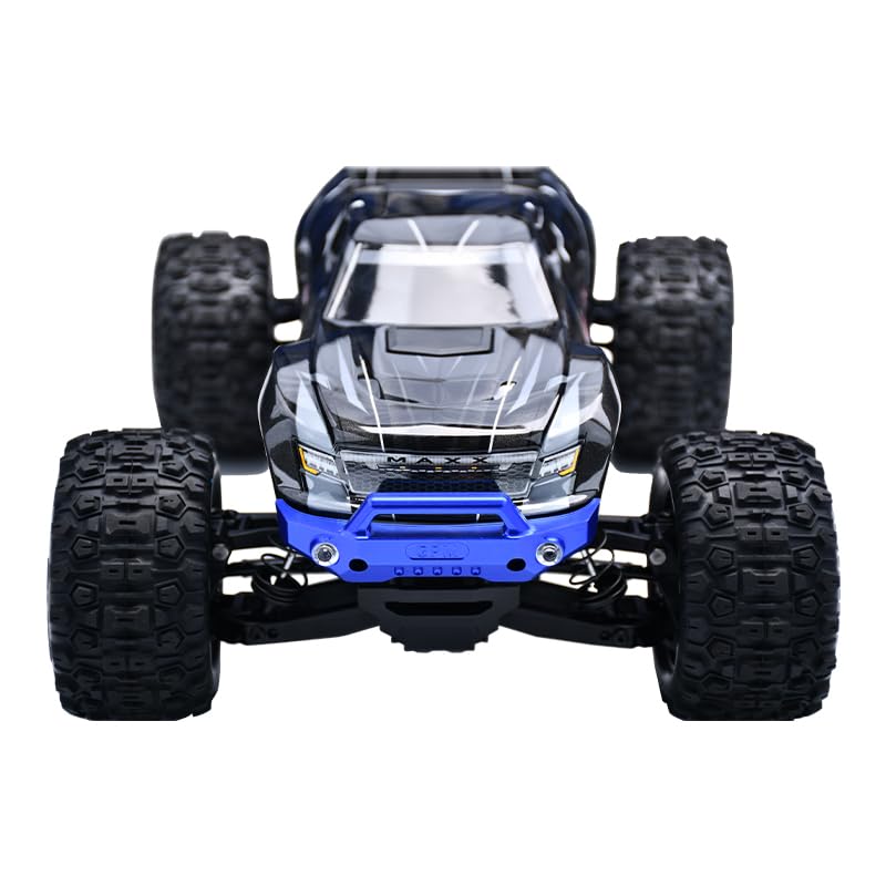 Aluminum 7075 Alloy Front Bumper With LED Lights For Traxxas 1/16 Mini Maxx 4WD RTR Brushless Monster Truck 107154-1 Upgrades - Black