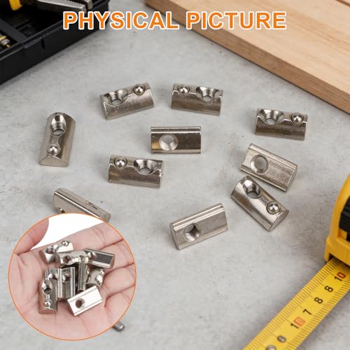 30pcs M8 Half-Roll Spring T-Nuts for 4040 Aluminum Extrusion | European standard spring T-nut. Silver nickel-plated carbon steel construction. For 3D printers, CNC, laser engravers - size: 30pcs M8 Spring T-Nut