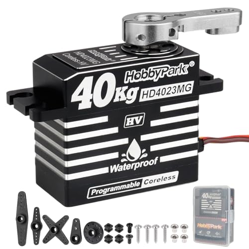 HobbyPark Waterproof 40kg Digital High Torque RC Servos Coreless Motor RC Steering Servo Standard Size Full Metal Stainless Steel Gears Aluminum Case for 1/8 1/10 RC Car Truck Robotic Project 180° HV