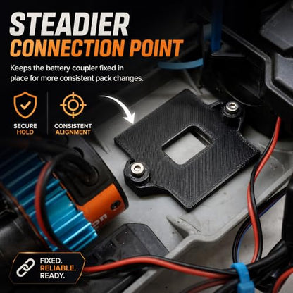 SplashNColor XT60 Battery Connector Mount Compatible with RC Vehicle – Secure Chassis Power Plug Bracket | Stable Battery Lead Holder for Cleaner Wiring Setup